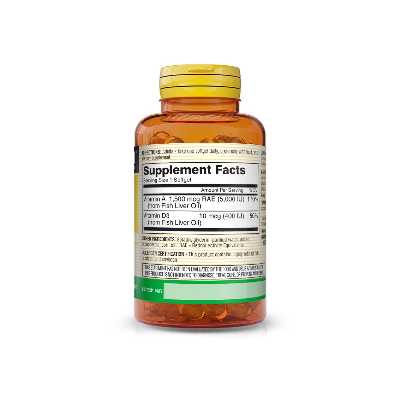 Вітамін Mason Natural Вітаміни А та D3, Vitamins A & D3, 100 гелевих капсул (MAV05311) зображення 2