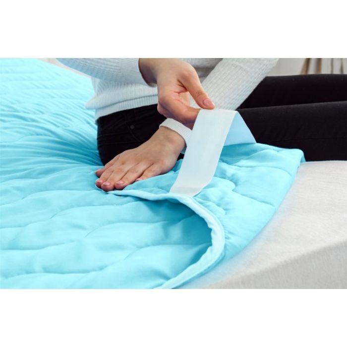 Наматрацник MirSon Eco Light №1725 Silk Air-line на резинці по кутках Blue 200x200 см (2200002890953) зображення 3