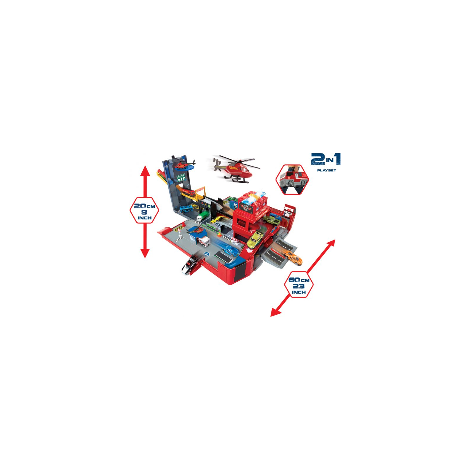 Ігровий набір Dickie Toys 2 в 1 Пожежна машина. Розгорни місто (3719005) зображення 2