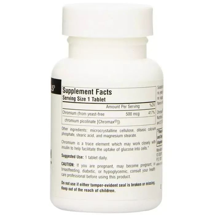 Минералы Source Naturals Ультра Хром Пиколинат 500 мкг, Ultra Chromium Picolinate, 60 таблеток (SN0515) изображение 2