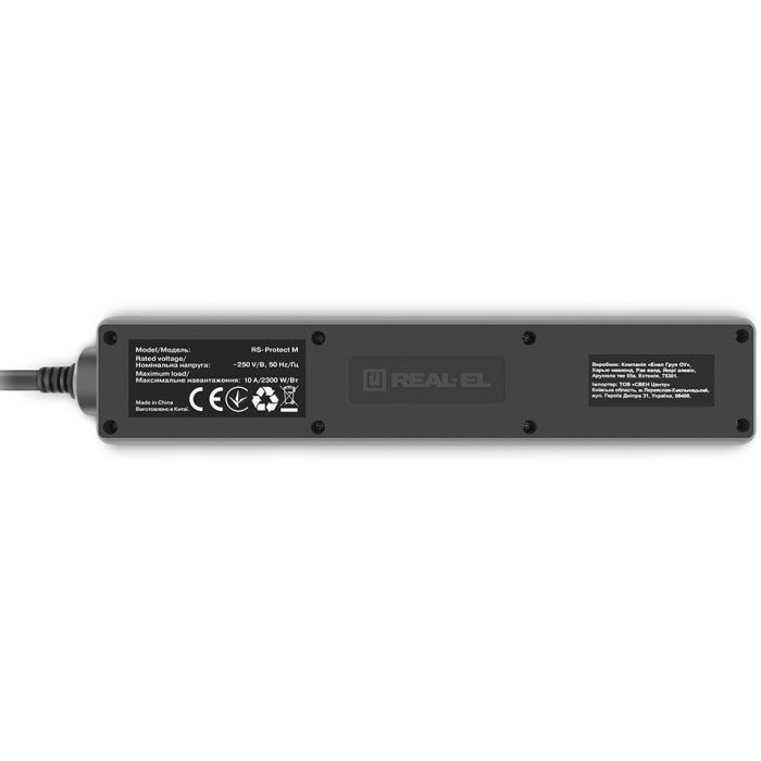 Мережевий фільтр живлення REAL-EL RS-Protect M 1.8m, black (EL122300026) зображення 6