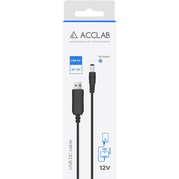 Кабель живлення USB to DC 5.5х2.1mm 12V 1A ACCLAB (1283126565120) зображення 2