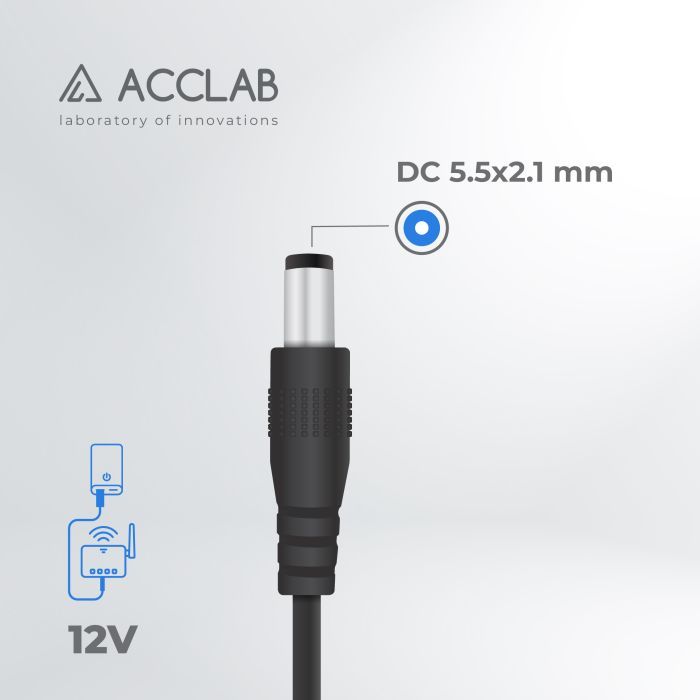 Кабель живлення USB to DC 5.5х2.1mm 12V 1A ACCLAB (1283126565120) зображення 3