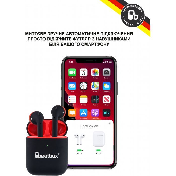 Наушники BeatBox PODS AIR 2 Wireless Сharging Black-Red (bbpair2wcbr) изображение 3