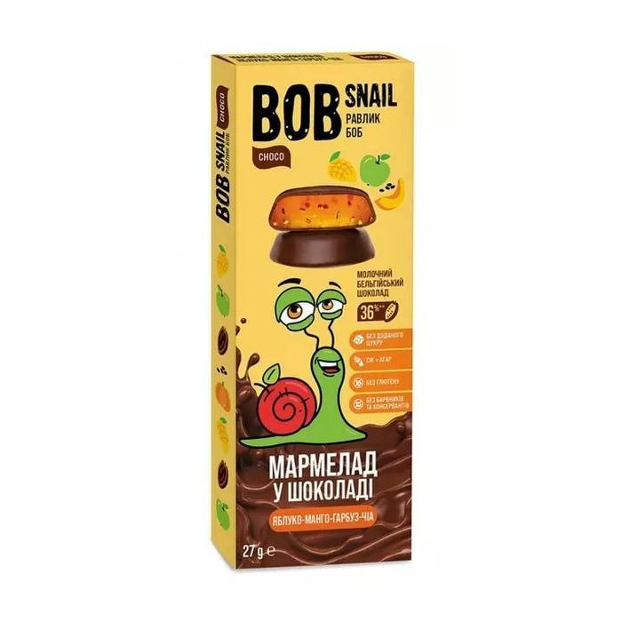 Мармелад Bob Snail Яблоко-манго-тыква-чиа в молочном шоколаде 27 г (4820219341239)