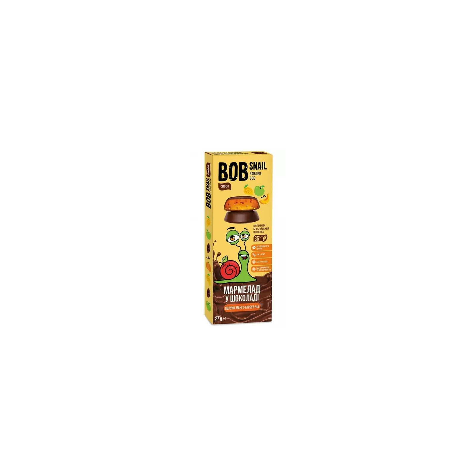 Мармелад Bob Snail Яблоко-манго-тыква-чиа в молочном шоколаде 27 г (4820219341239)