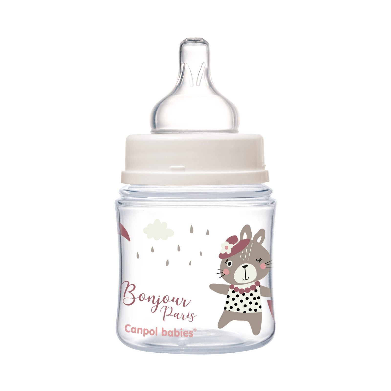 Пляшечка для годування Canpol babies Bonjour Paris з широким отвором 240 мл Рожева (35/232_pin) зображення 3