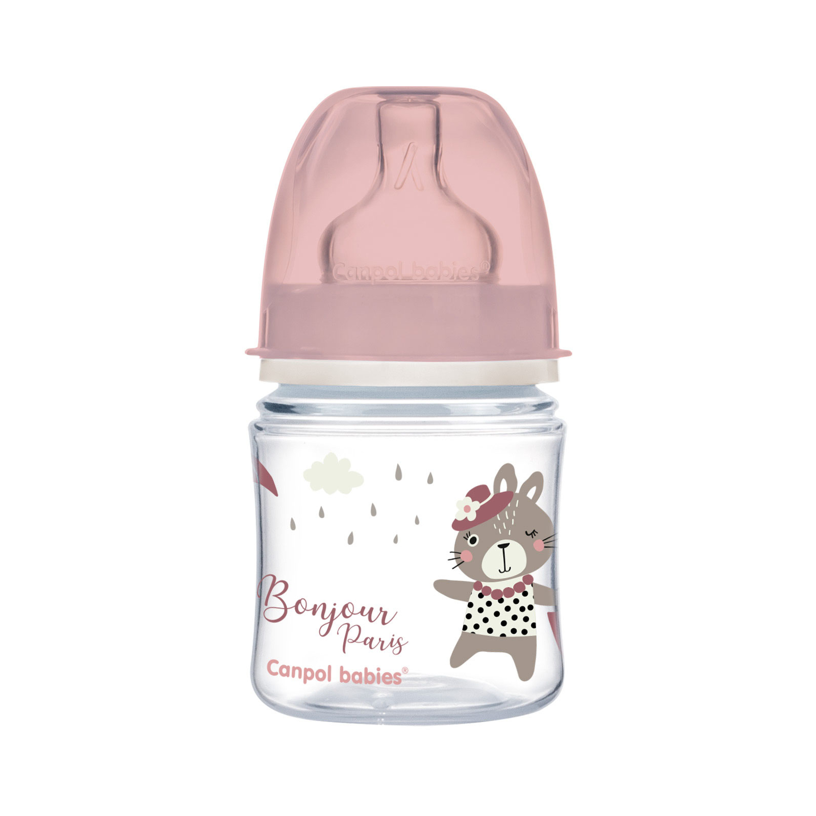 Пляшечка для годування Canpol babies Bonjour Paris з широким отвором 240 мл Рожева (35/232_pin)