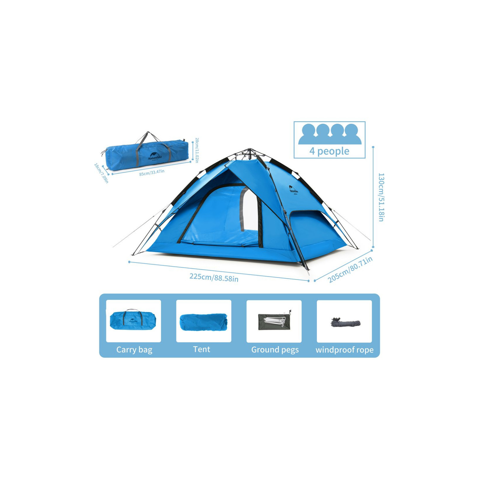 Палатка Naturehike NH21ZP008 4x Blue (6927595777558) изображение 6