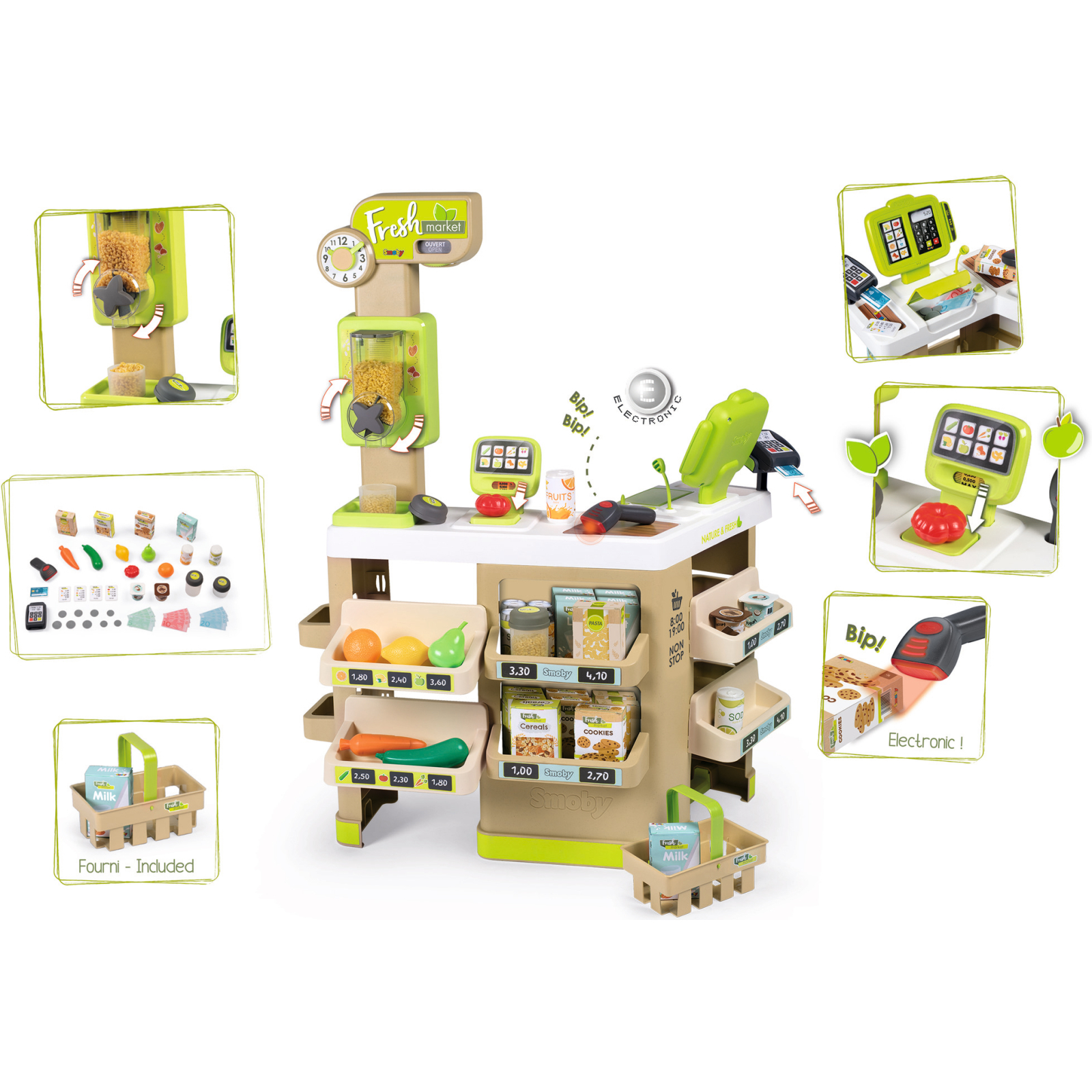 Игровой набор Smoby Интерактивный супермаркет Фреш с корзиной и сканером со световыми и звуковыми эффектами (350233) изображение 3