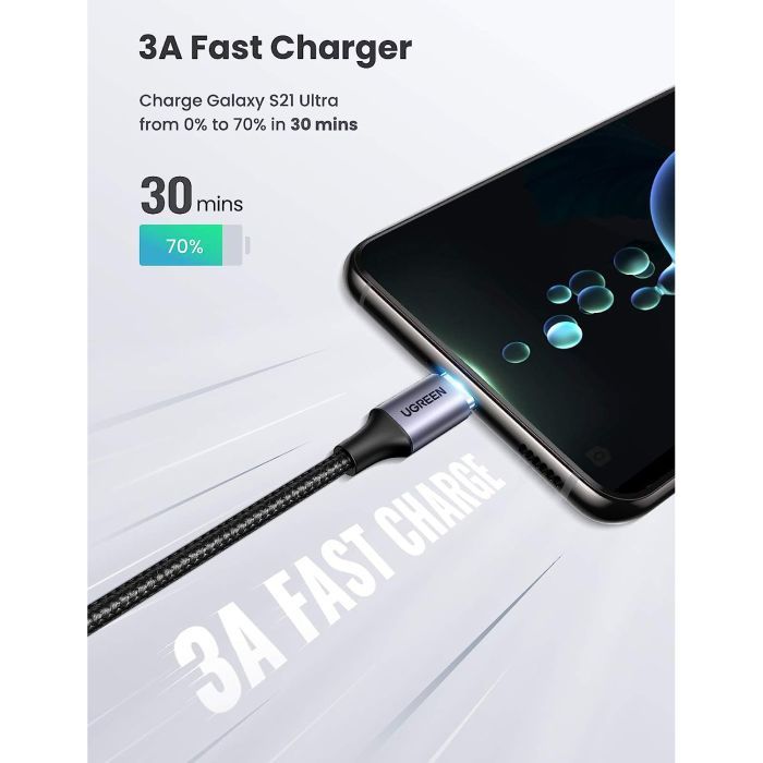 Дата кабель USB-C to USB-C 3.0m 60W US255 90-degree Angle Black Ugreen (80714) зображення 3