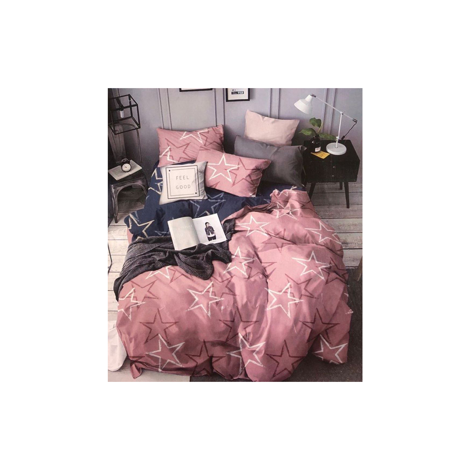 Постельное белье ШЕМ Royal Satin розовые звездочки полуторный 150 х 215 (1,5 RS_рожеві зірочки)