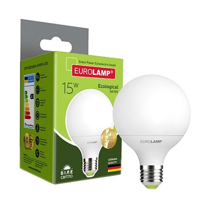 Лампочка Eurolamp LED G95 15W E27 4000K 220V (LED-G95-15274(P)) зображення 2
