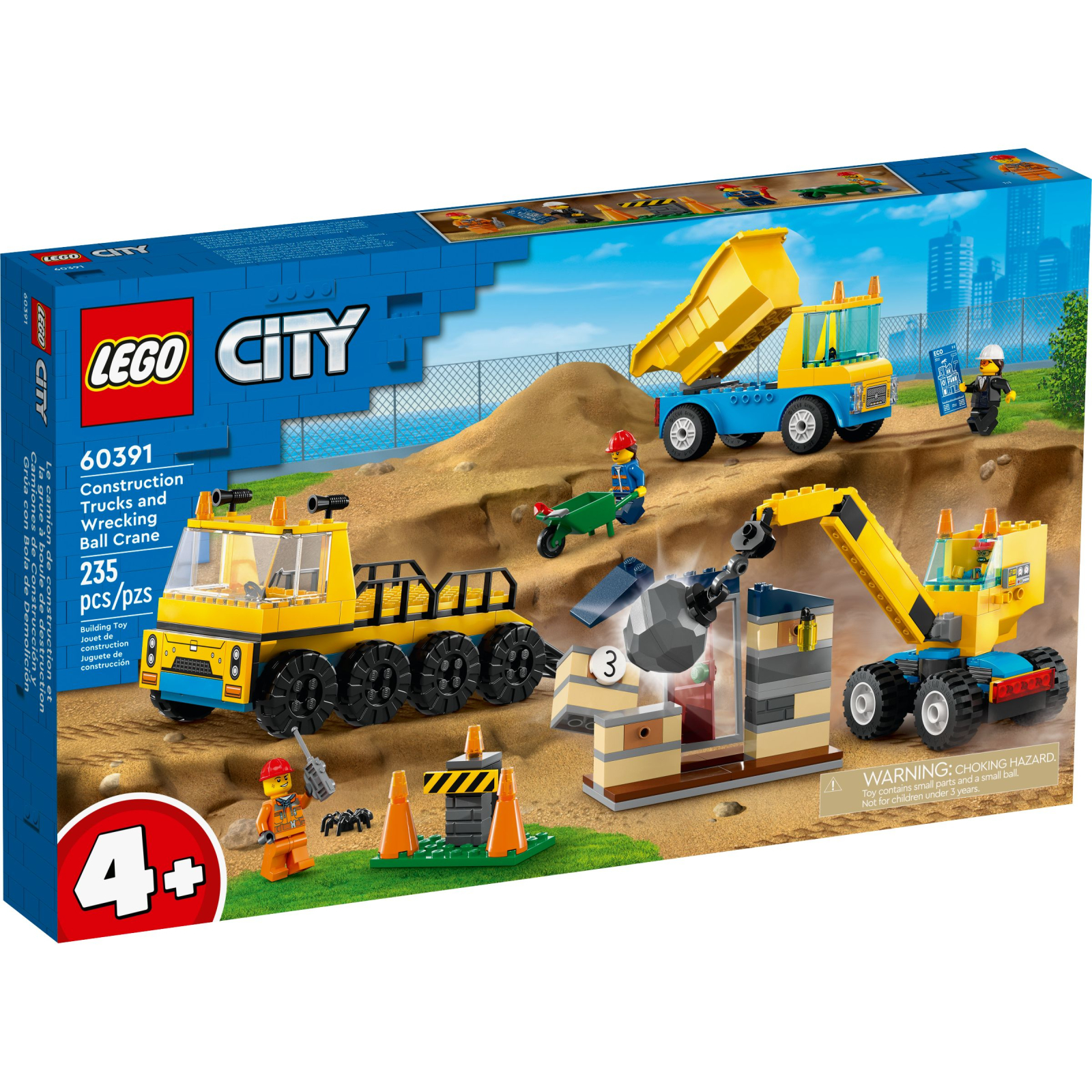 Конструктор LEGO City Строительный грузовик и шаровидный кран-таран 235 деталей (60391)