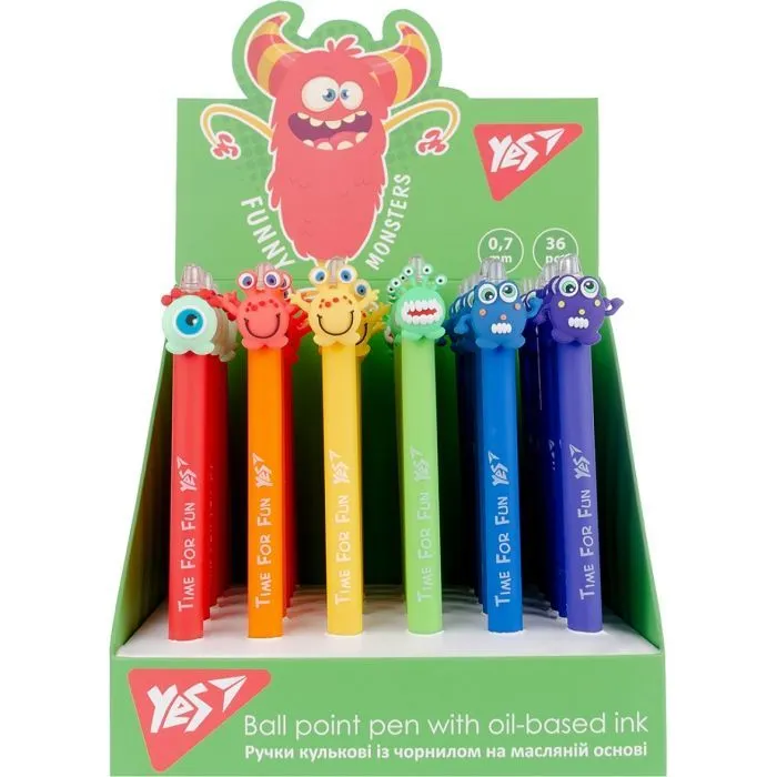 Ручка шариковая Yes Funny monsters автоматическая 0,7 мм синяя (412006) изображение 6