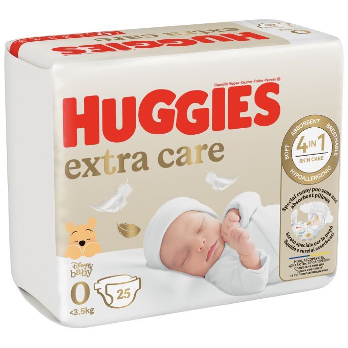 Подгузники Huggies Extra Care 0 (< 3,5 кг) 25шт (5029053548647) изображение 2
