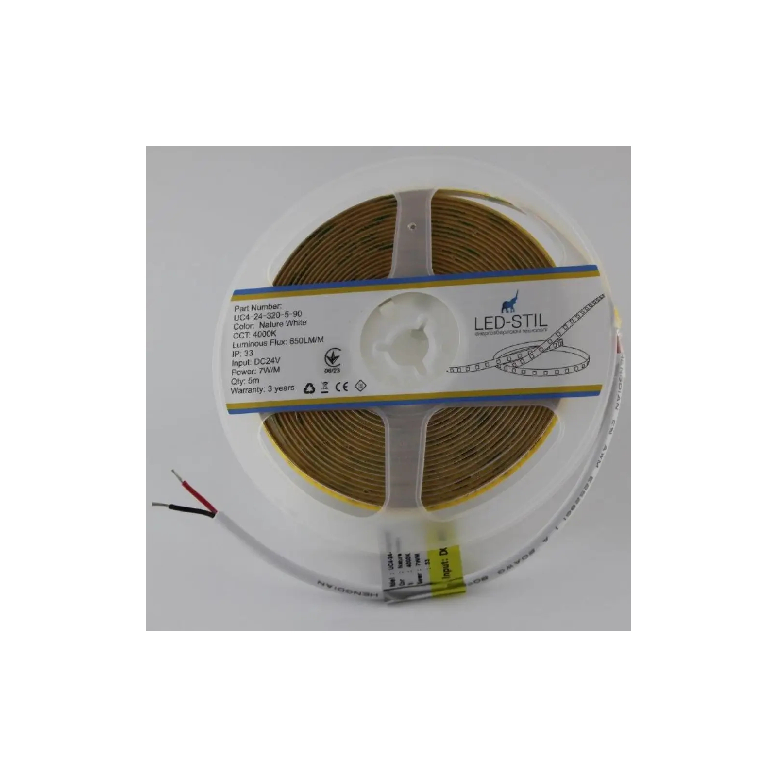 Светодиодная лента LED-STIL 4000K 7 Вт/м COB 320 диодов IP33 24 Вольта 650 lm нейтральный свет, узкий (UC4-24-320-5-90) изображение 4