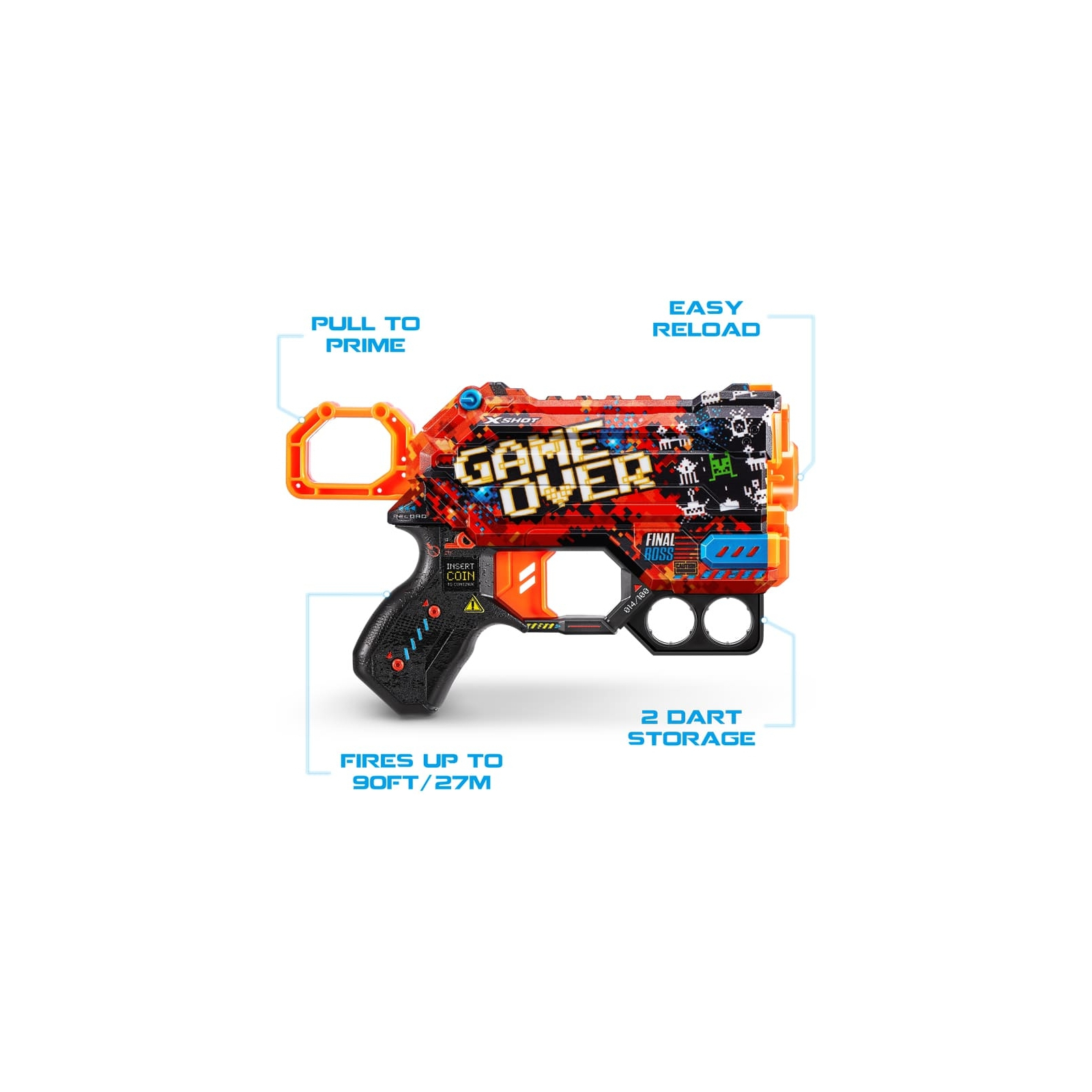 Іграшкова зброя Zuru X-Shot Швидкострільний бластер Skins Menace Game Over (8 патронів) (36515B) зображення 6