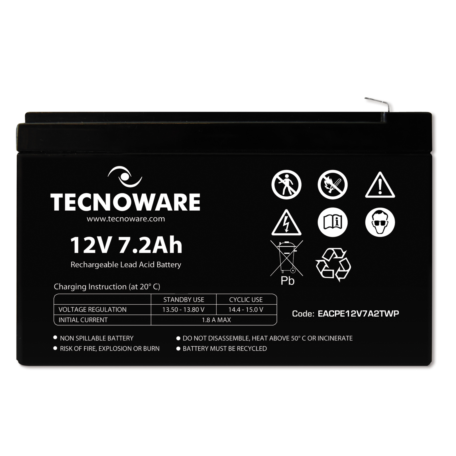 Батарея до ДБЖ TECNOWARE 12V-7.2Ah (EACPE12V7A2TWP) зображення 2