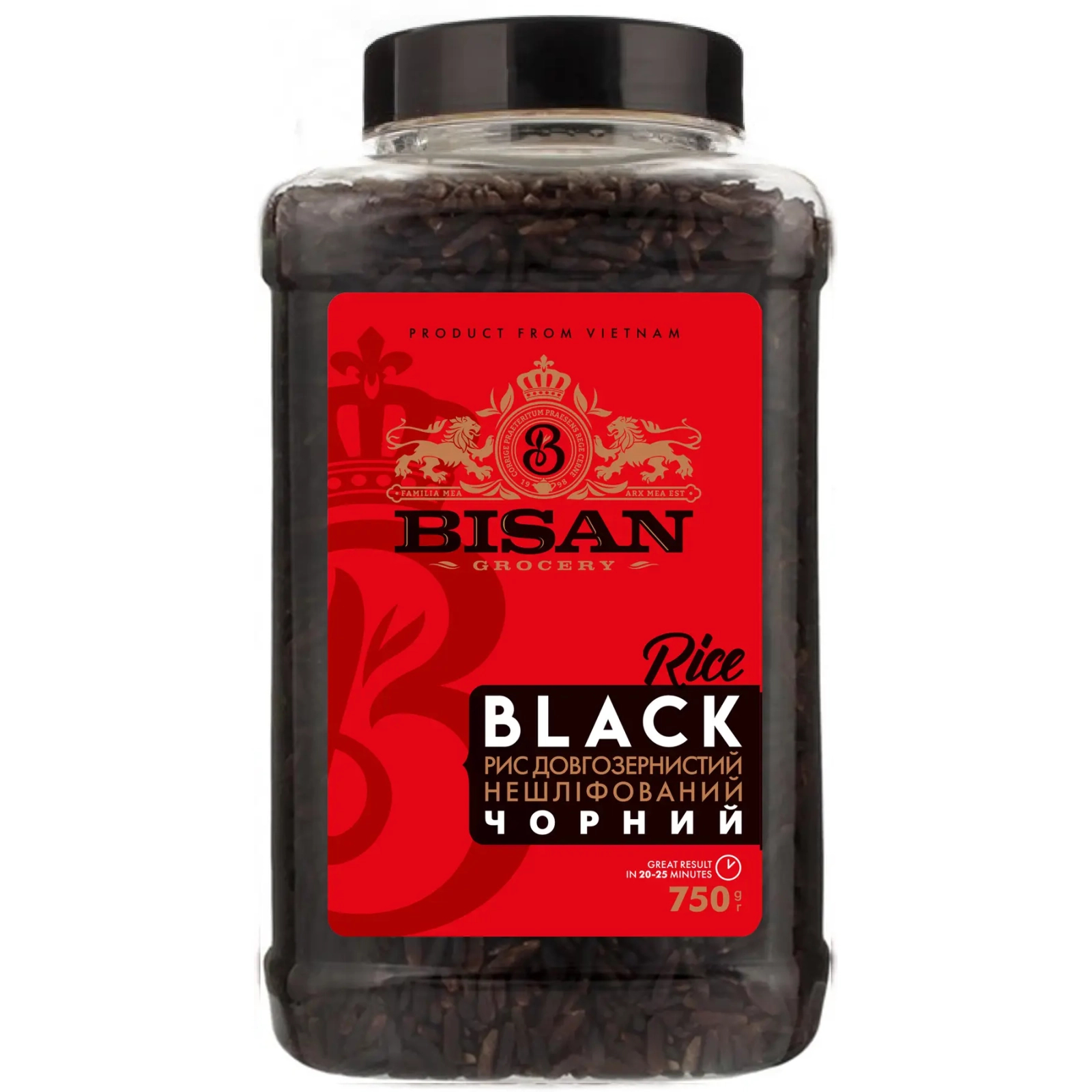 Крупа Bisan Рис длиннозернистый нешлифованный Черный 750 г (4820186124507)