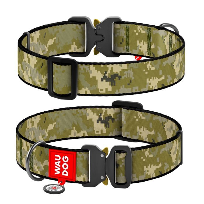 Ошейник для животных WAUDOG Nylon с QR-паспортом "Милитари" металлический фастекс XXL (289-4026)