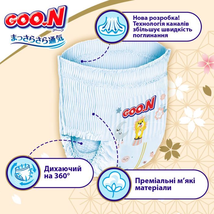 Подгузники GOO.N Premium Soft Трусики 12-17 кг Размер 5 XL 36 шт (F1010101-158) изображение 2