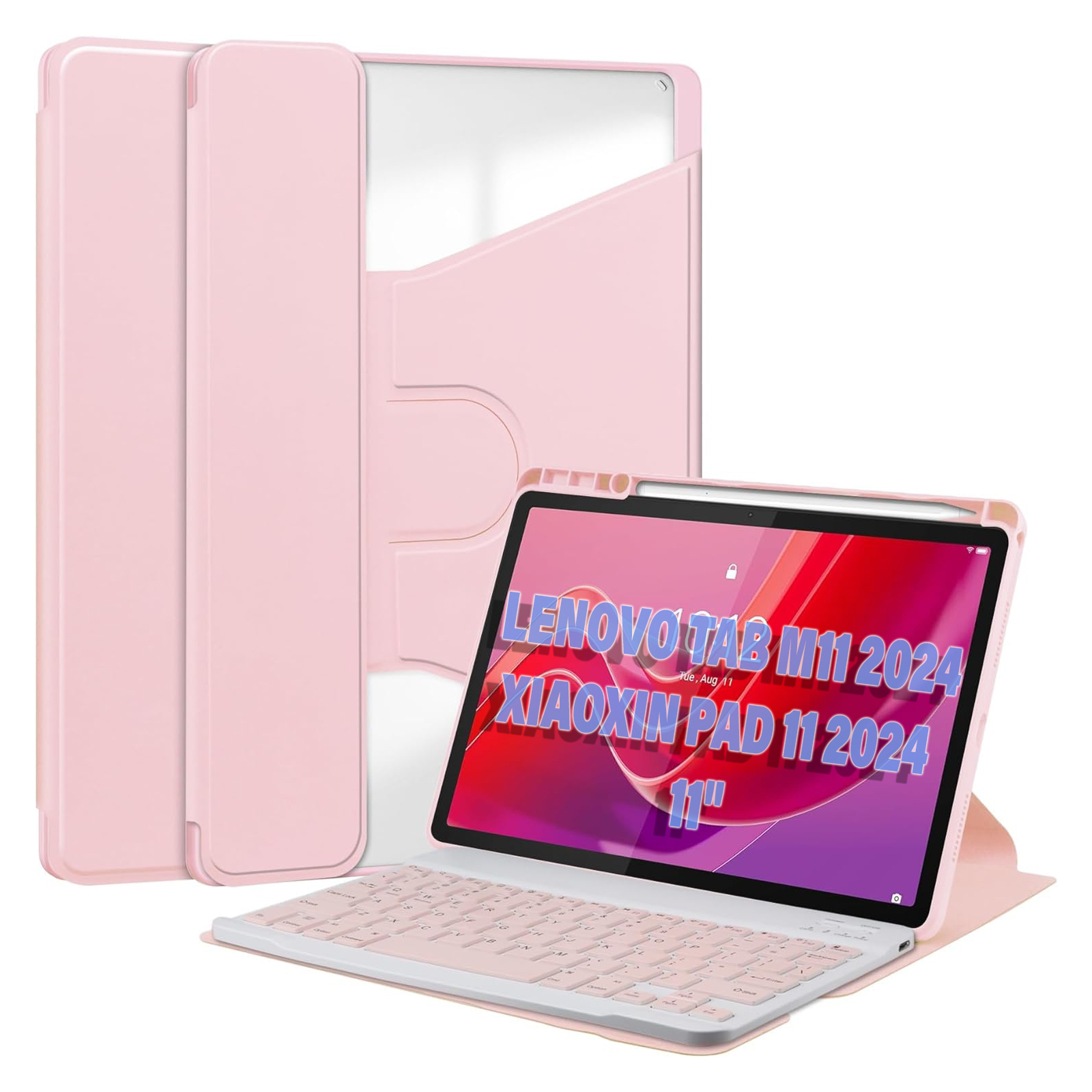 Чехол для планшета BeCover Keyboard 360° Rotatable Lenovo Tab M11 (2024) TB-TB330FU/Xiaoxin Pad 11 (2024) 11" Pink (711077)