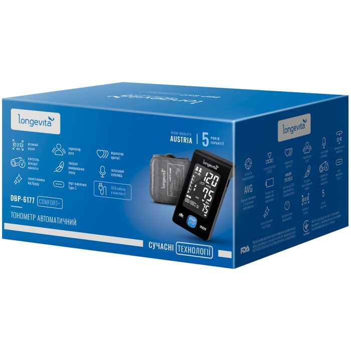 Тонометр Longevita Авт.вимір.артер.тиску LONGEVITA DBP-6177 (DBP-6177) изображение 2
