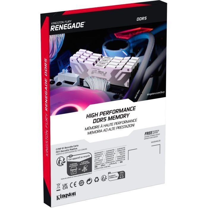 Модуль памяти для компьютера DDR5 32GB (2x16GB) 7200 MHz Renegade White XMP Kingston Fury (ex.HyperX) (KF572C38RWK2-32) изображение 5