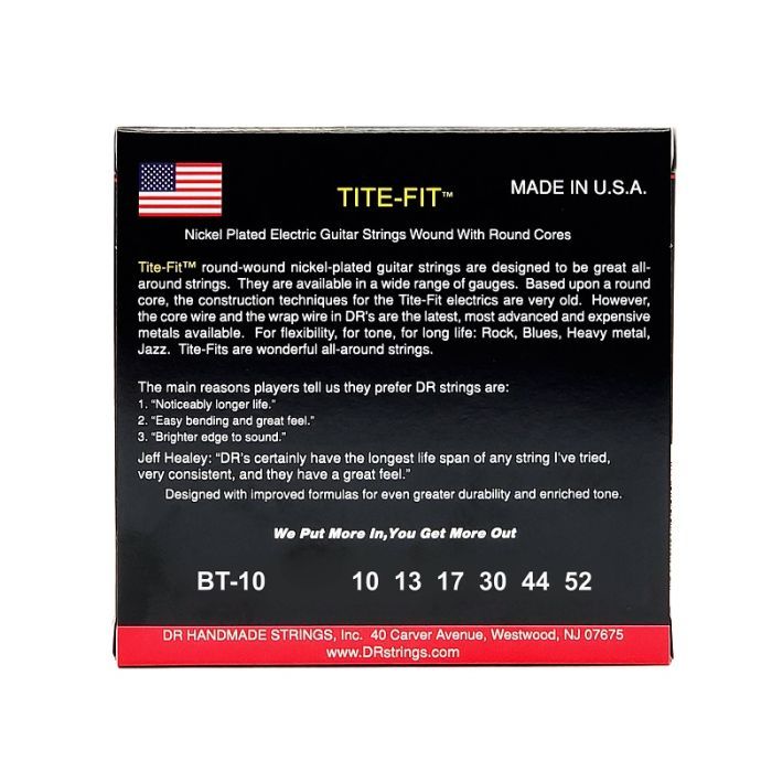Струны для гитары DR Strings TITE-FIT Electric - Big Heavy (10-52) (BT-10) изображение 3