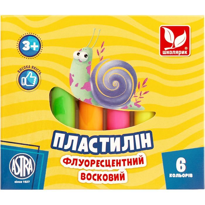 Пластилин Школярик Флуоресцентный 6 цветов 78 г (83811906-UA)