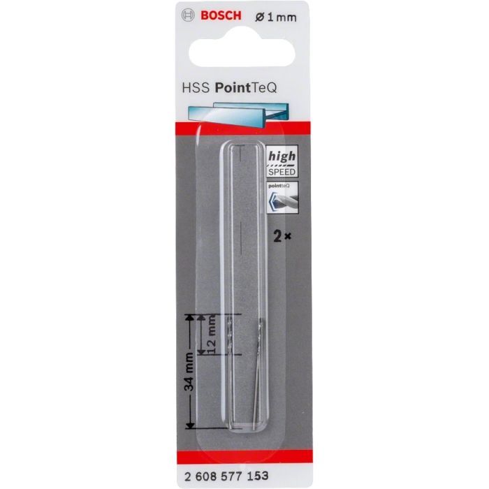 Сверло Bosch по металлу HSS-PointTeQ, 1х12х34мм, 2шт (2.608.577.153) изображение 2