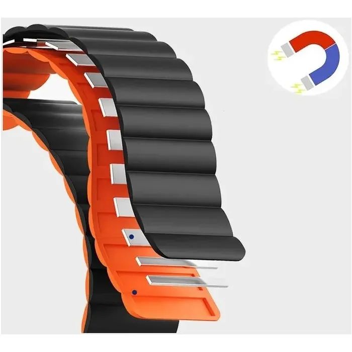 Ремінець до смарт-годинника Drobak Silicone Magnetic Link для Apple Watch All Series Ultra 2 49/45/44/42mm Black Orange (898930) зображення 2