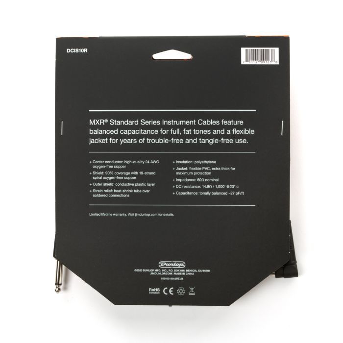Инструментальный кабель MXR Standard Instrument Cable Straight/Right 3m (DCIS10R) изображение 5