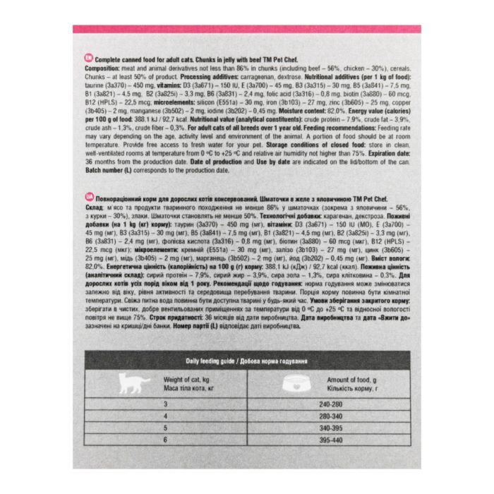 Вологий корм для кішок Pet Chef З яловичиною 415 г (4820255193588) зображення 8