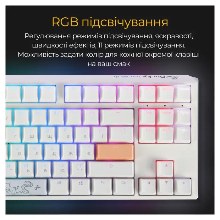 Клавиатура Ducky One 3 TKL Cherry MX Brown RGB UA USB White (DKON2187ST-BUAPXPWWWSC1) изображение 3