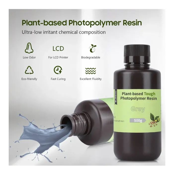 Фотополімерна смола ELEGOO Resin, Plant-Based 1кг, transparent green (50.103.0032) зображення 2