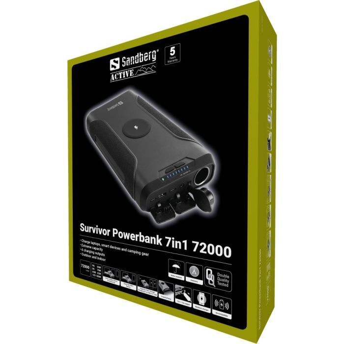 Батарея универсальная Sandberg 72000mAh, Survivor, DC/70W, PD/60W, QC3.0/18W, Cigar Lighter,Wireless (420-64) изображение 5