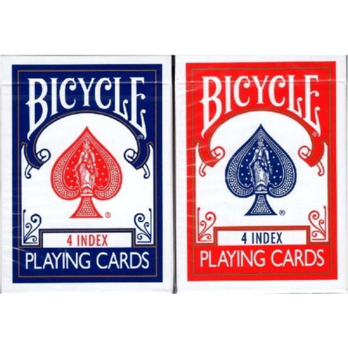 Карты игральные Bicycle 4 index (+4 routines) (red, blue) (ВР_КГБ4)
