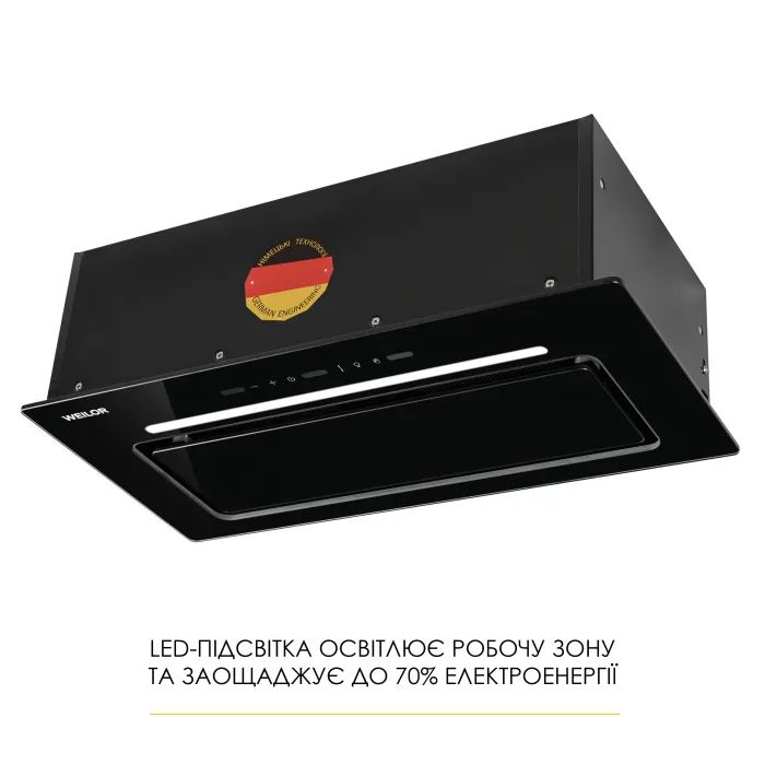 Витяжка кухонна Weilor LUMINA WBG 65 BLACK (5905538401983) зображення 3