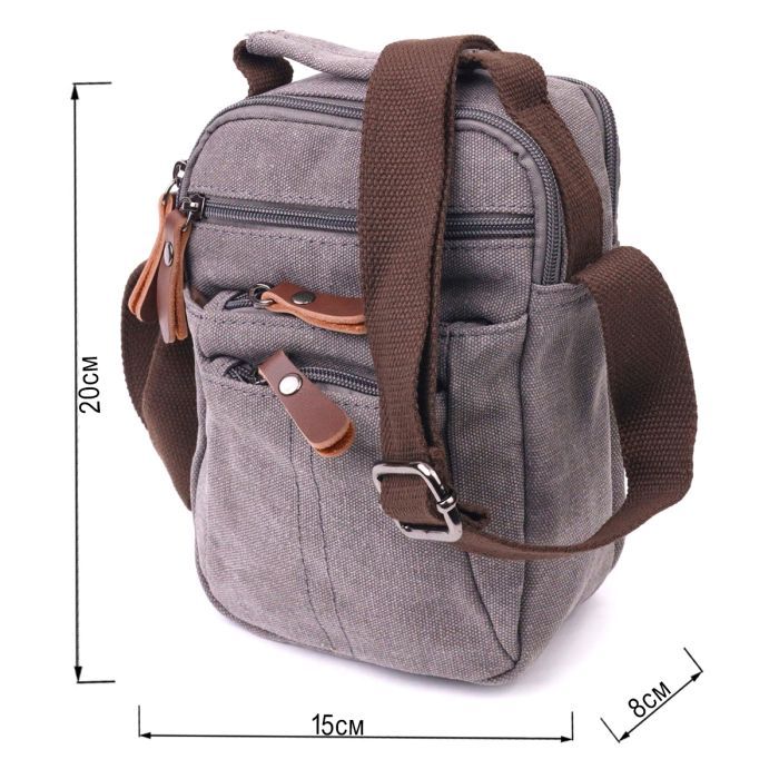 Сумка Vintage Чоловіча з текстилю Сіра (21244) зображення 3