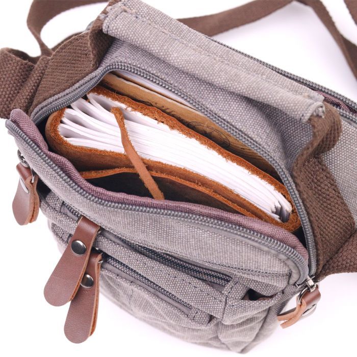 Сумка Vintage Чоловіча з текстилю Сіра (21244) зображення 8