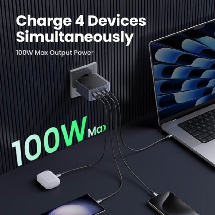 Зарядное устройство Ugreen 4xUSB 100W (3xUSB-C+USB-A) Gan Nexode Fast Charger Grey X565 (35043) изображение 3