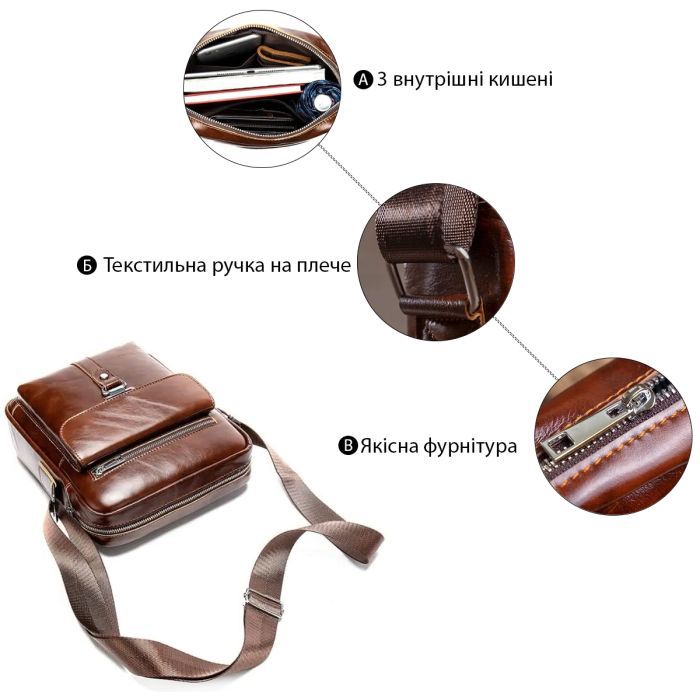 Сумка Vintage Коричневая (14829) изображение 4