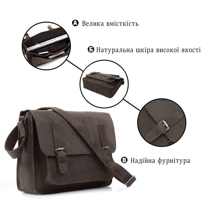 Сумка Vintage Сіра (14097) зображення 4