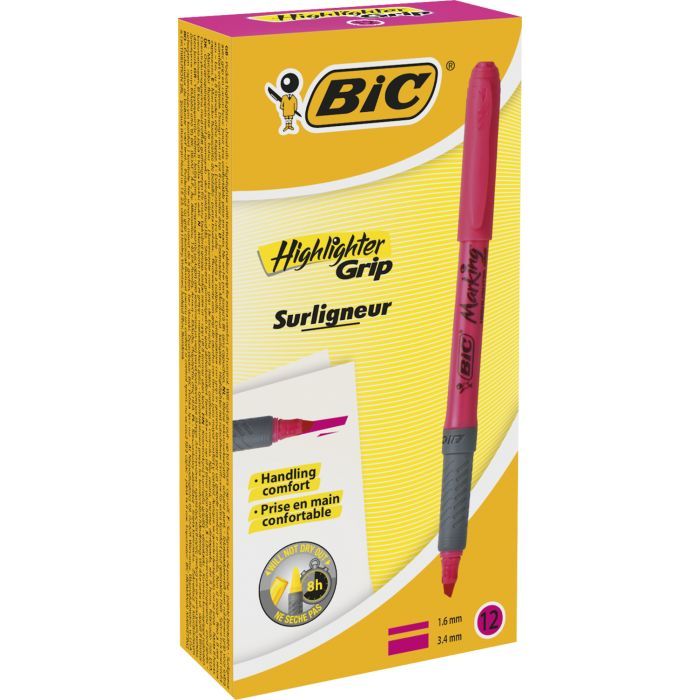Маркер Bic текстовыделитель Grip, розовый (bc811934) изображение 3