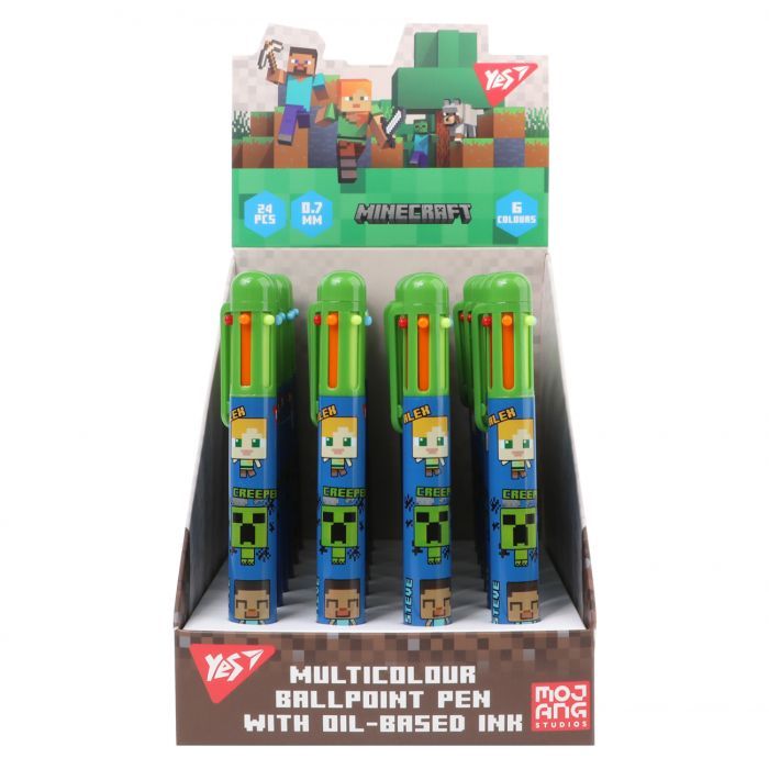 Ручка шариковая Yes Minecraft 0,7 мм автоматическая 6 цветов (412244) изображение 4