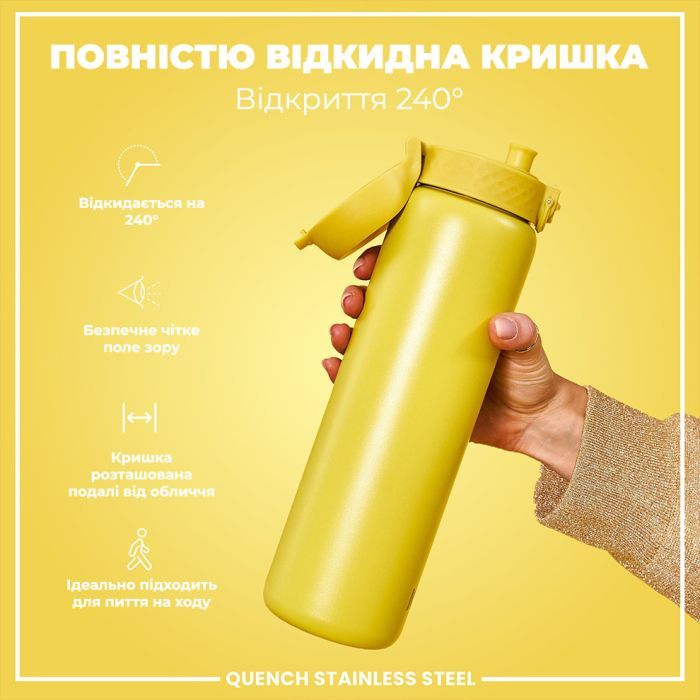 Пляшка для води ION8 OneTouch Stainless Steel 1200 мл Grey (I8SS1000GRY) зображення 3