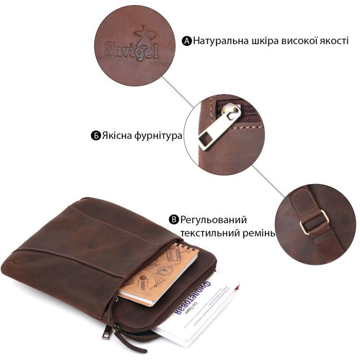 Сумка Shvigel Из винтажной кожи Коричневая (11180) изображение 4