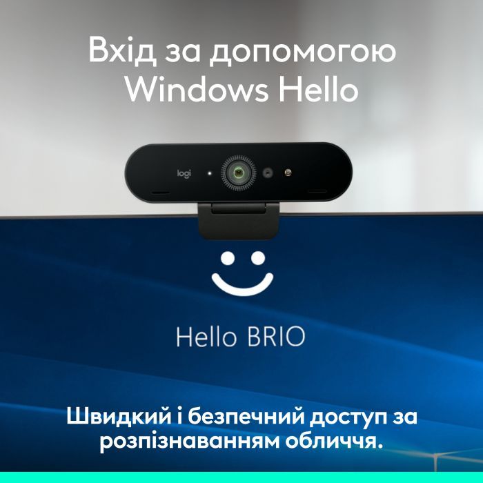 Веб-камера Logitech Brio 4K Ultra HD Graphite (960-001718) изображение 7